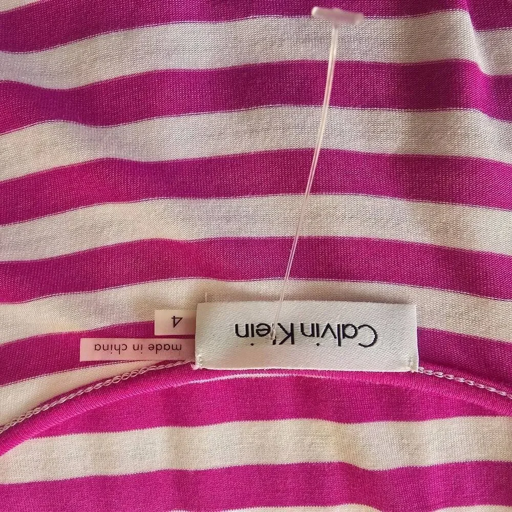 Calvin Klein Pink/White Stripe Full Length Tank  Long Maxi Dress, NWT, Sz. 4 - Picture 12 of 12